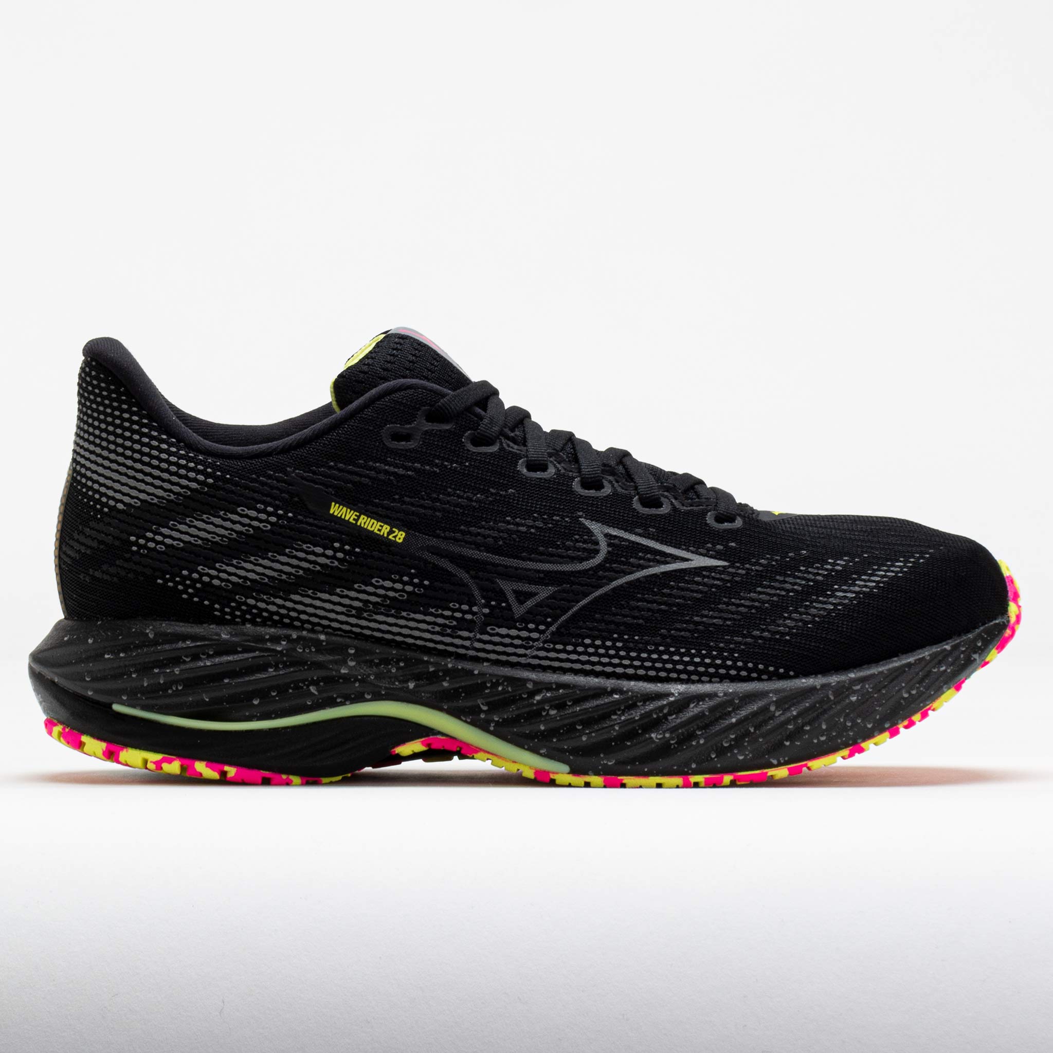 041653_3 Mizuno Wave Rider 28 Mens Black/Pink Tetra - Image 1