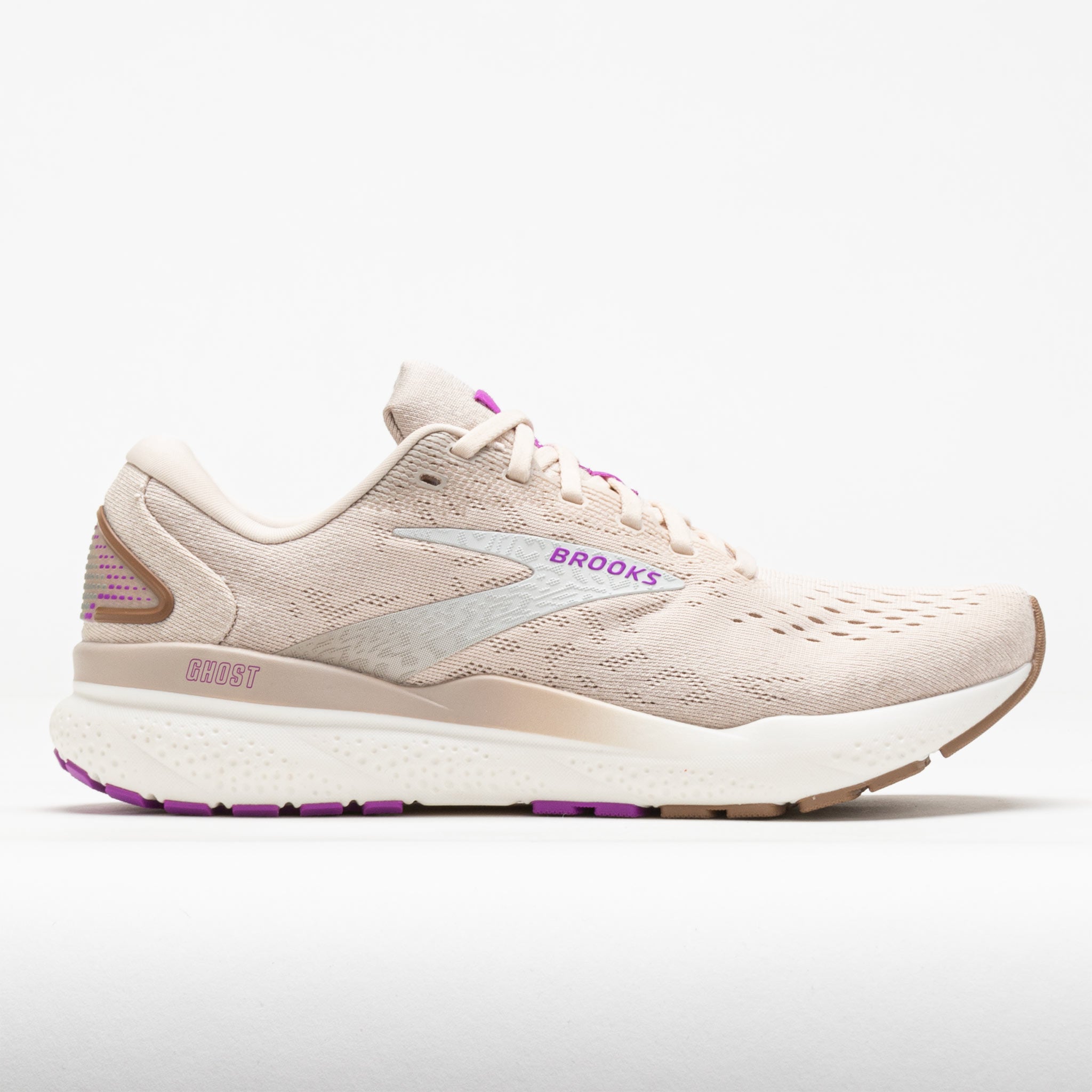 042457_3 Brooks Ghost 16 Womens Almond Peach/Coconut/Purple - Image 1