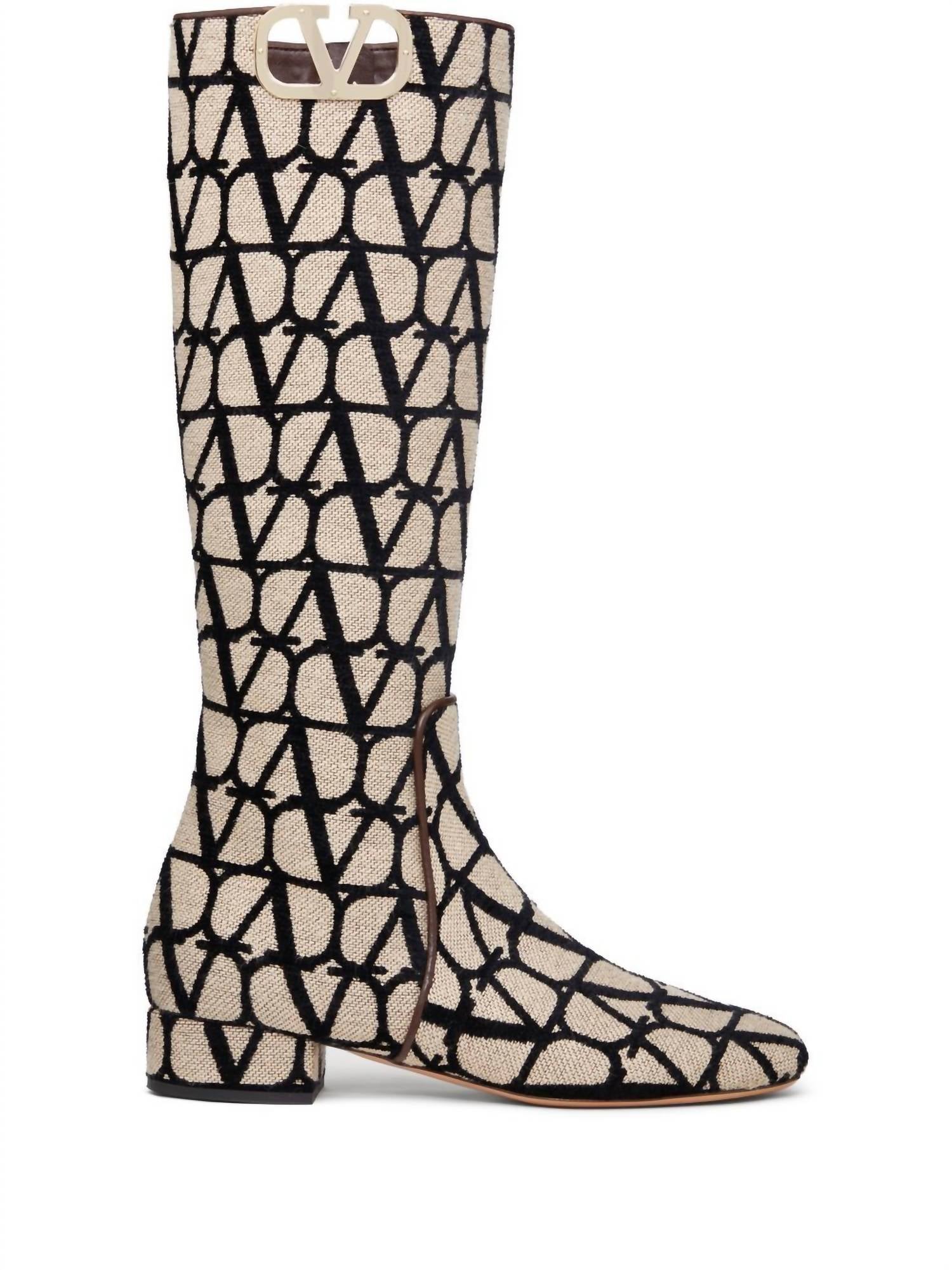 0bd77fe4-ab9a-4564-9659-d1fd655fc79b-upscale_15k-1500x1500-70 Valentino Garavani - Women's V Logo Toile Iconographe Boots - Image 1