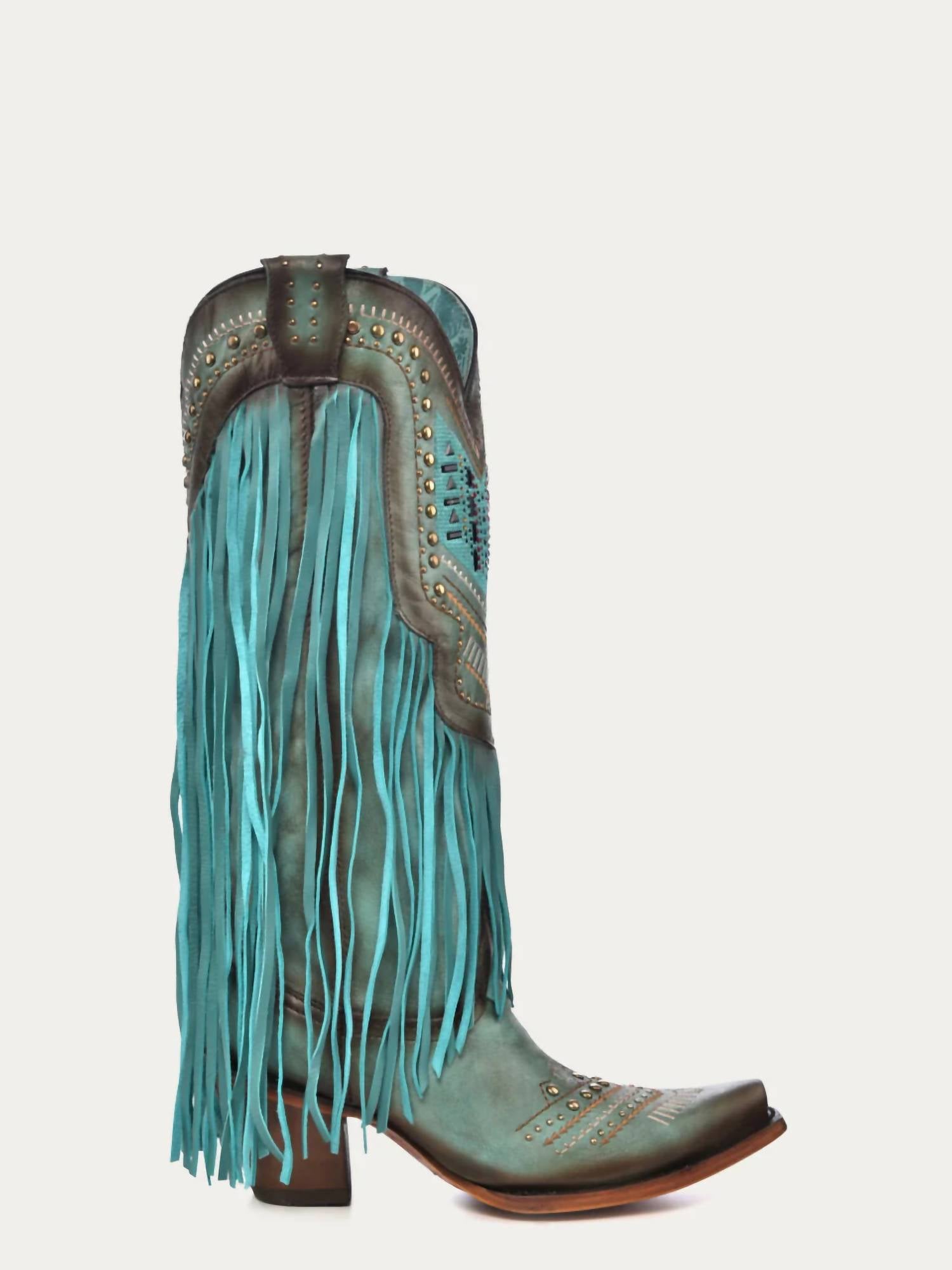 127810ef-45d5-43a5-bd96-1af24127ab4a-upscale_15k-1500x1500-70 Corral - Women's Crystals Lamb Fringe Boot - Image 1