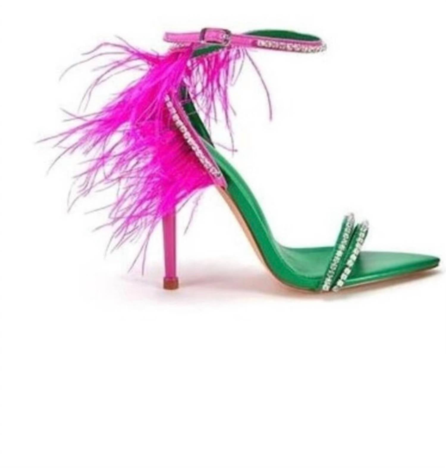 38017129-0f19-426f-b8d3-d31af42f754b-upscale_15k-1500x1500-70 Azalea Wang - Women's Ella Feathered Ankle Strap Heels - Image 1