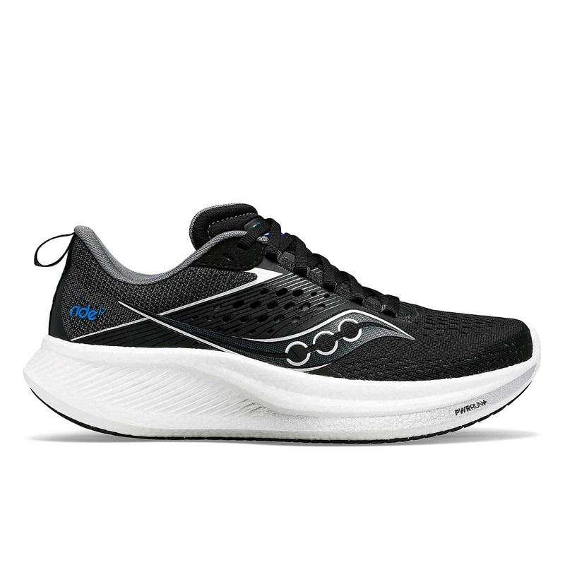 38370-BLACKWHITE-l Men's Saucony Ride 17 (Wide) - Image 1