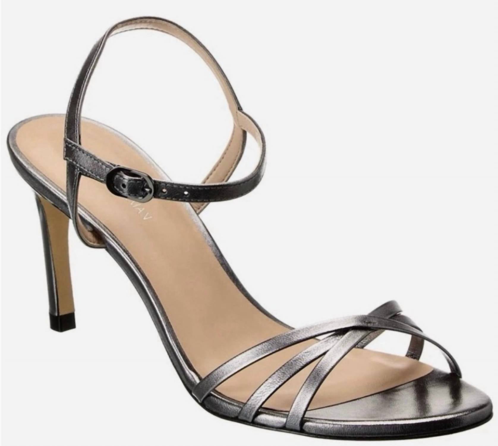 4a4540f4-d94c-4f35-9296-b420b541218a-upscale_15k-1500x1500-70 Stuart Weitzman - Women's Starla 80 Ankle Strap Leather Metallic Heeled Sandal - Image 1