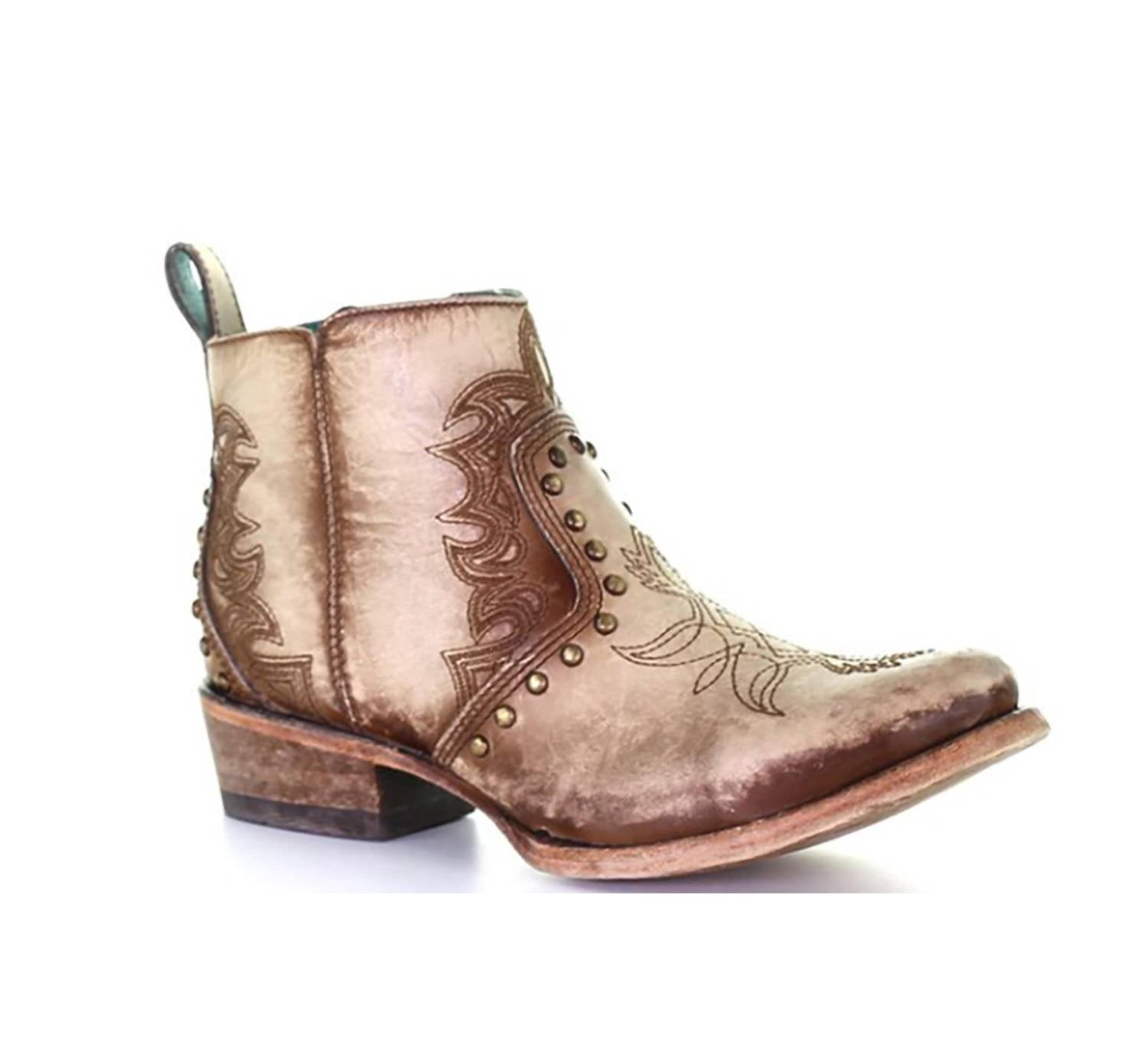 4b709fdb-90c2-4683-9193-64b9512f115f-upscale_15k-1500x1500-70 Corral - Women's Embroidered & Stud Round Toe Short Boot - Image 1