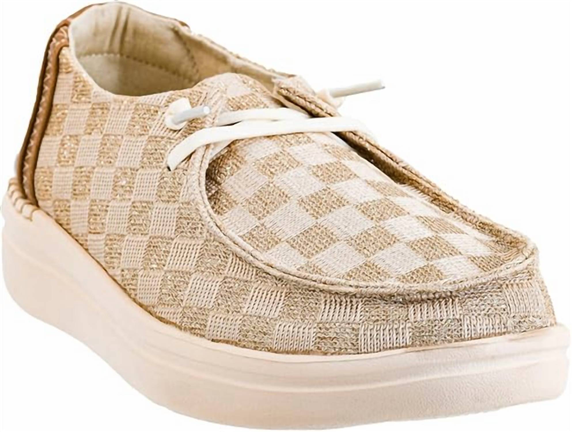 4bec4208-b1d4-412e-a677-7f73f655ebe5-upscale_15k-1500x1500-70 Corkys Footwear - Women's Kayak 2 Champagne Check Slip On Shoes - Image 1