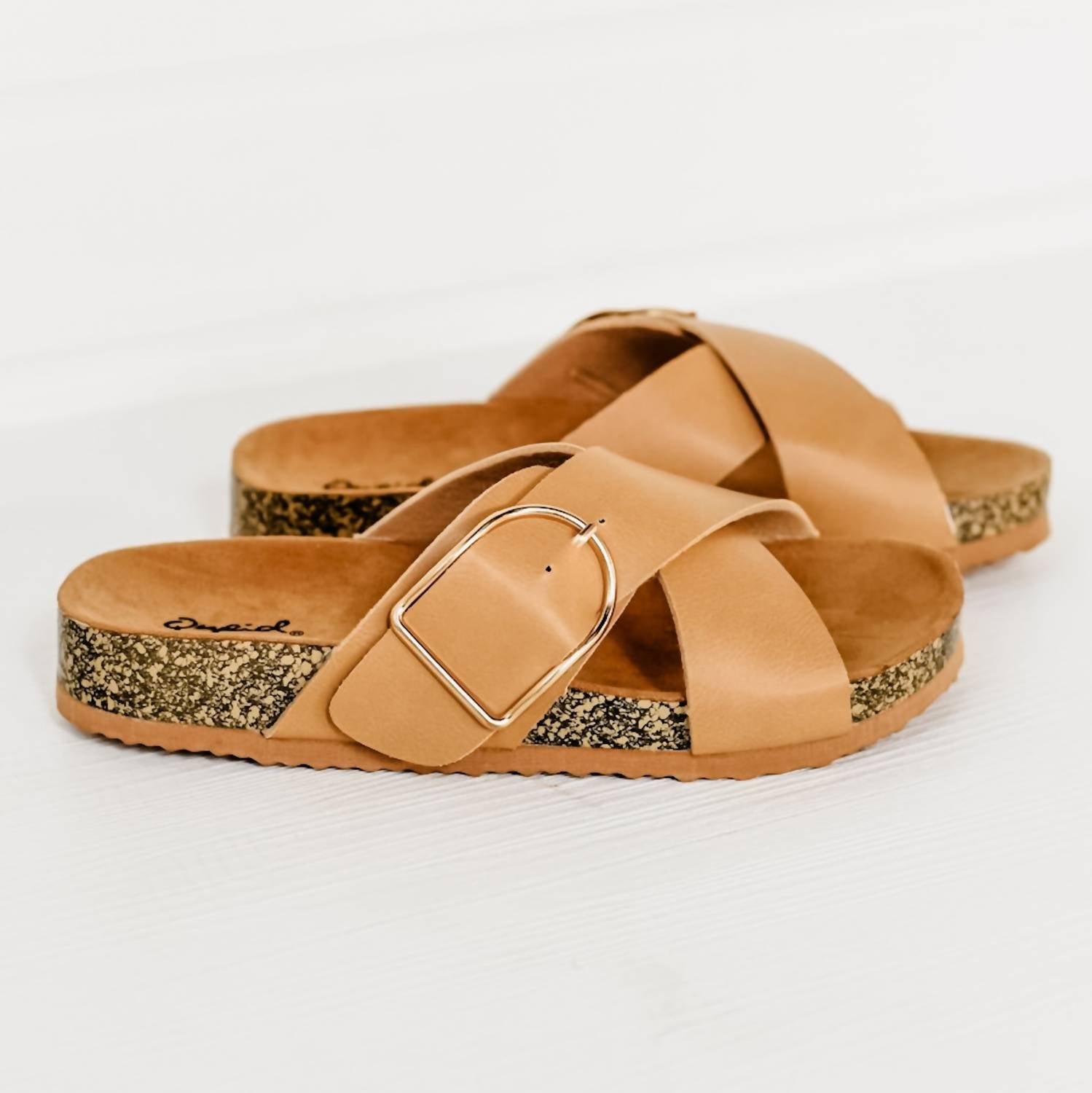 72898911-7084-4ec4-9baf-bb99a1fb9802-upscale_15k-1500x1500-70 Qupid - Women's Buckle X-band Slip On Sandals - Image 1