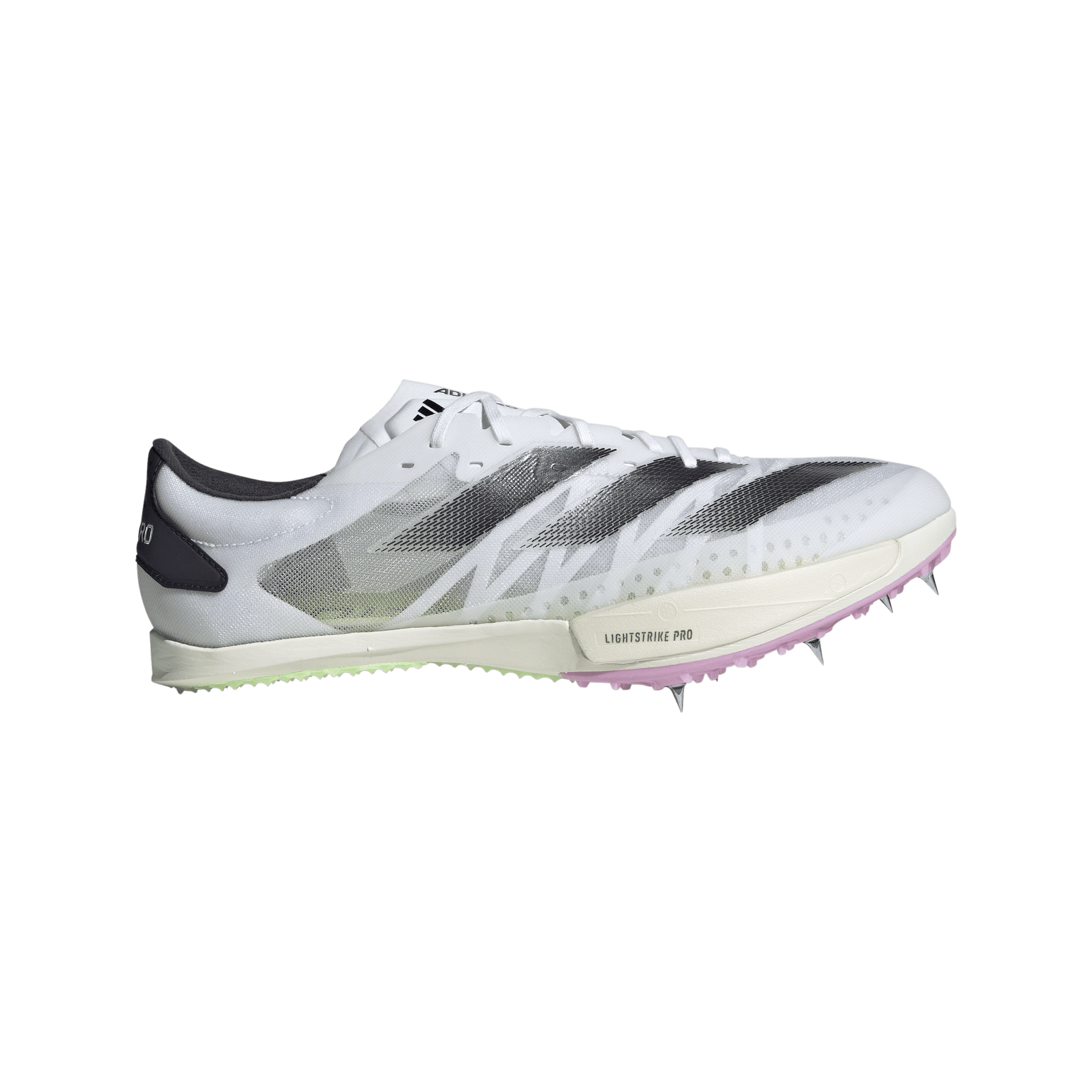 IE5486_1_FOOTWEAR_Photography_SideLateralCenterView_transparent Unisex Adizero Ambition (Cloud White/Core Black/Green Spark) - Image 1