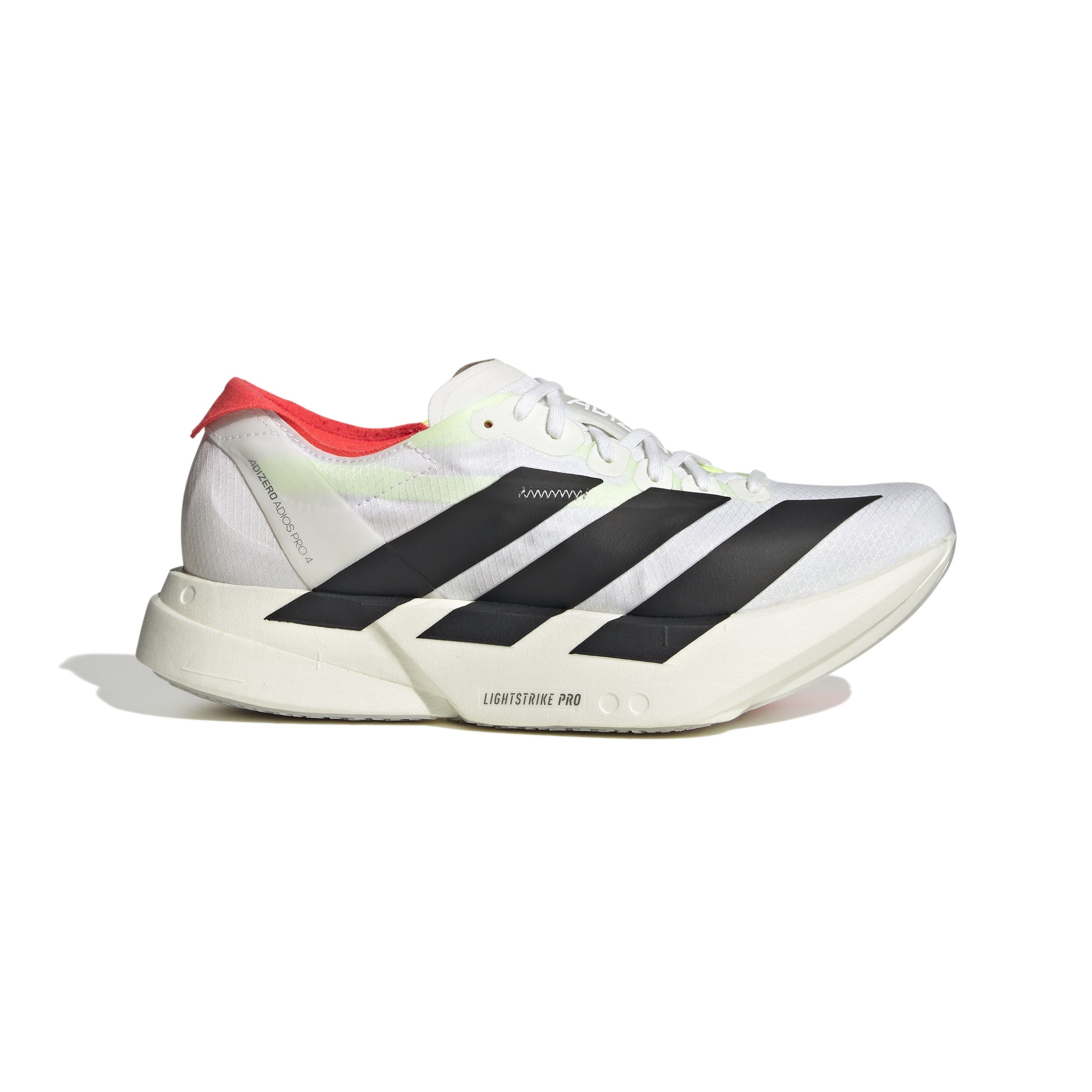 JR1163_1_FOOTWEAR_Photography_SideLateralCenterView_white Women's Adizero Adios Pro 4 (Footwear White/Core Black/Silver/Metallic) - Image 1