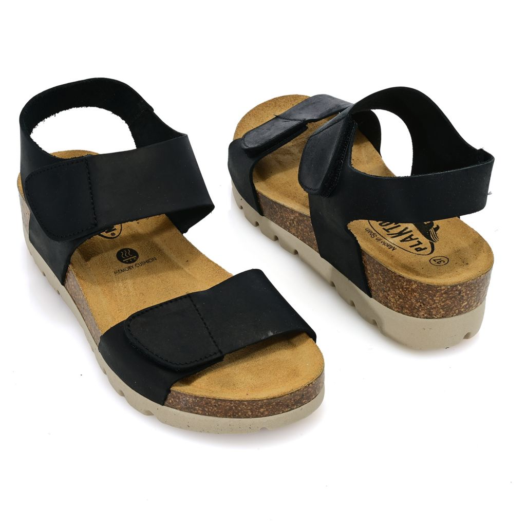 S474371-00003-13400 Plakton Compi Leather Wedge Sandals - Image 1