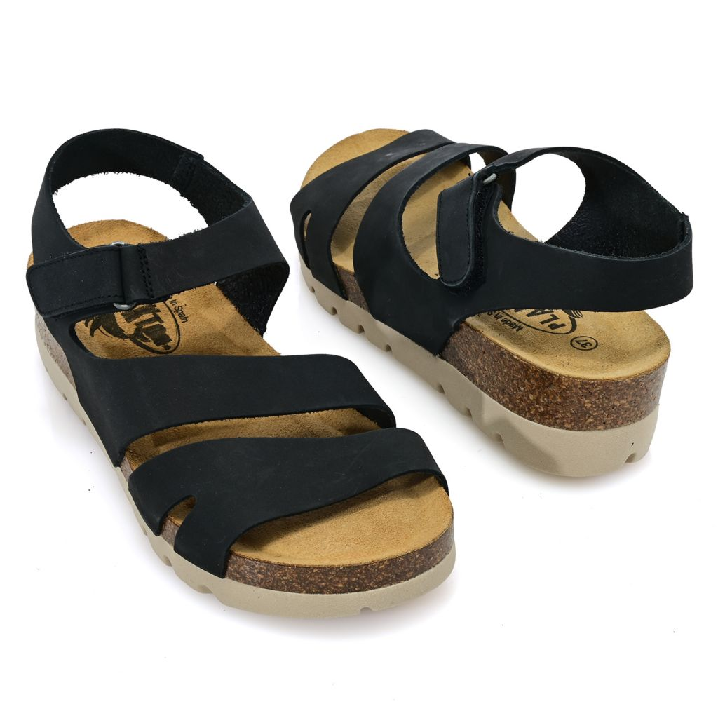 S474411-00003-13400 Plakton Comodoro Leather Wedge Sandals - Image 1