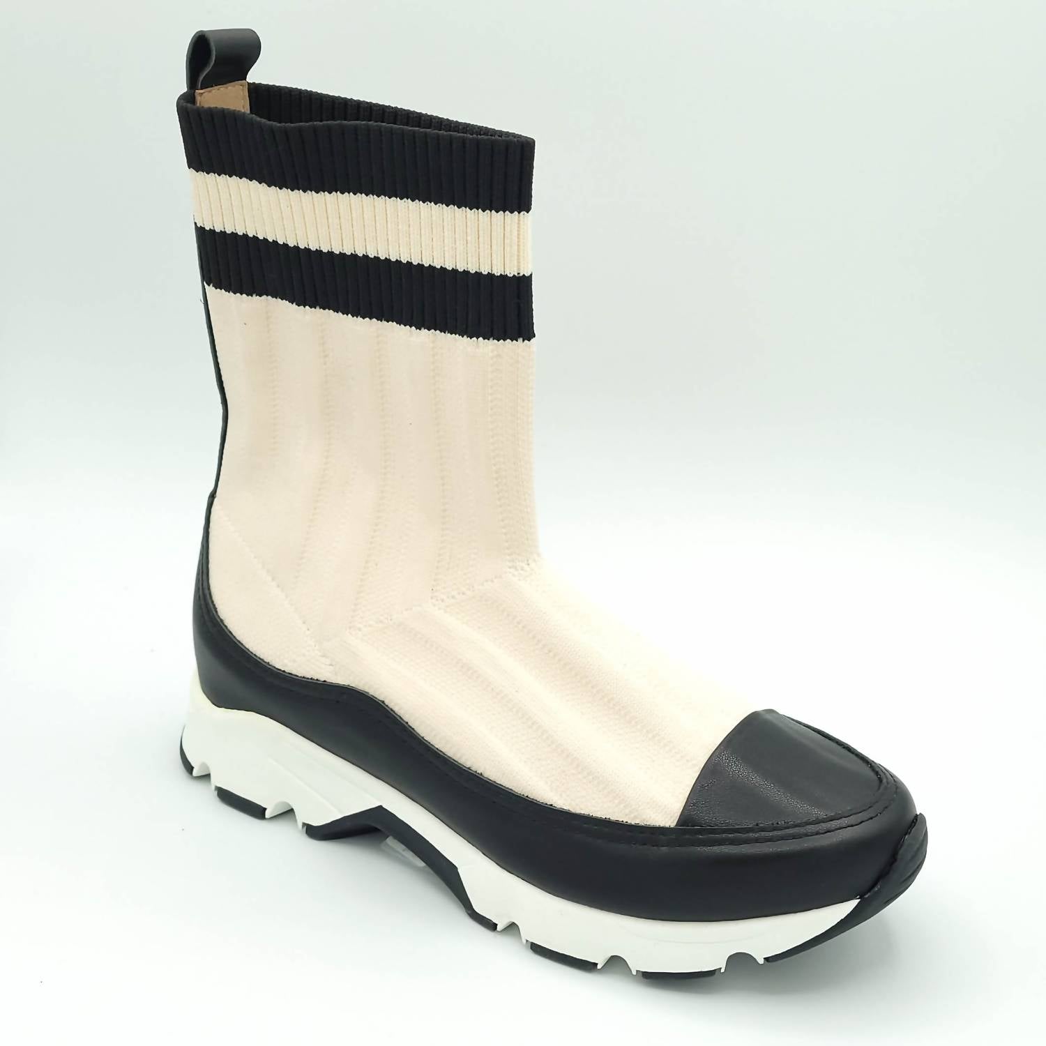 ab7e4fee-ff5b-4e3f-9da1-97c584dbd96f-upscale_15k-1500x1500-70 All Black - Women Stripey Sock Bootie - Image 1