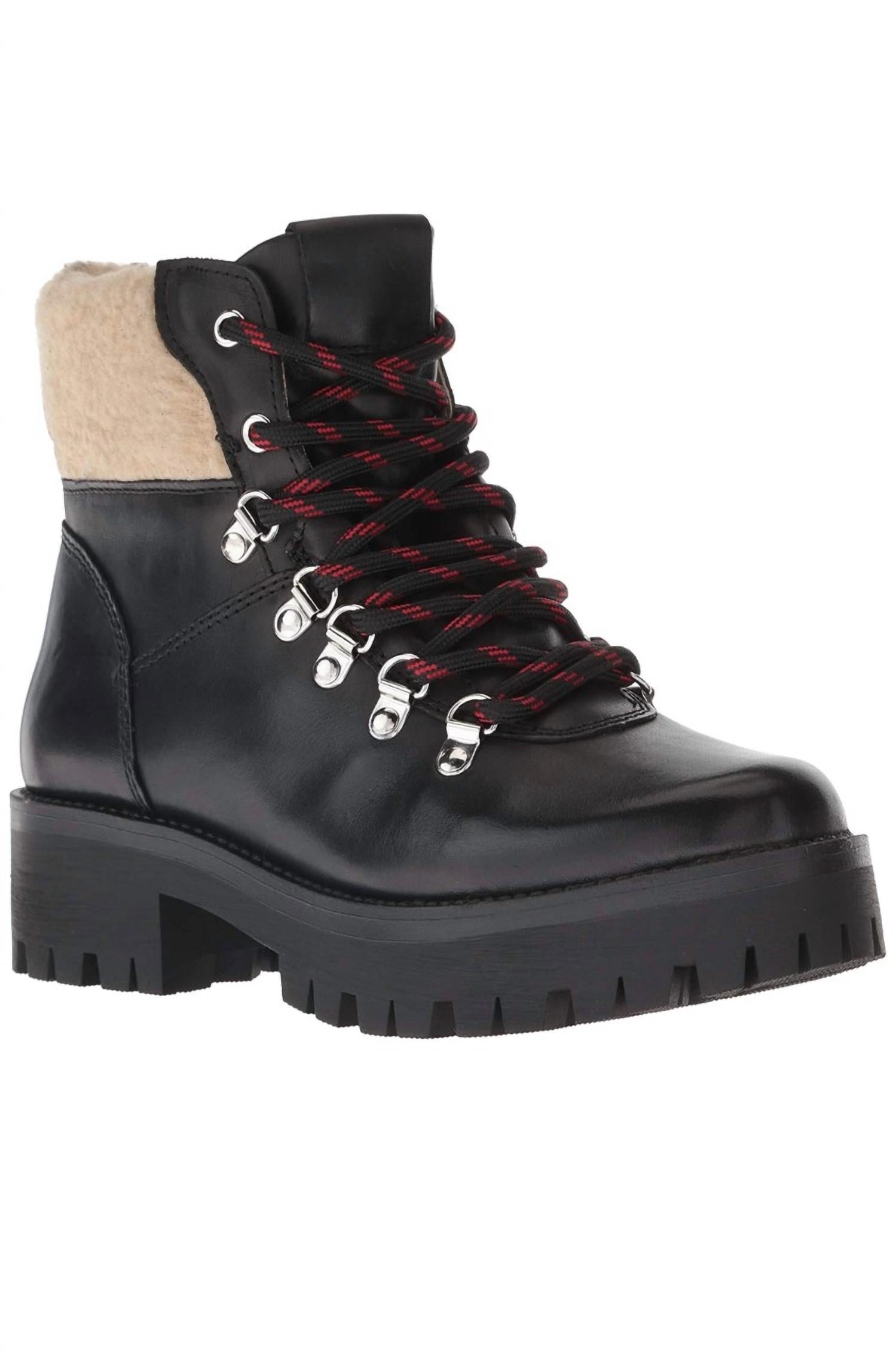 bca24e1c-5f06-45e7-93fd-07ee504f1e68-upscale_15k-1500x1500-1 Steve Madden - Women's Leather Faux Shearling Lace Up Lug Sole Hiker Bootie - Image 1