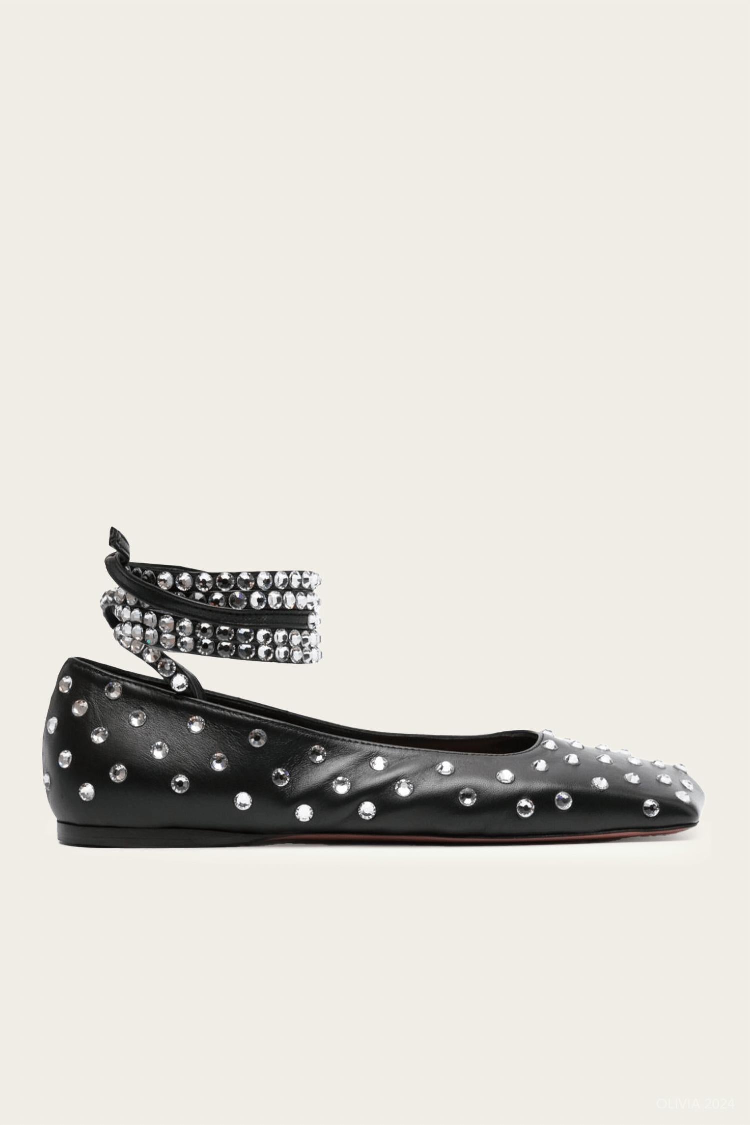 ff7d4f4e-3eed-4433-ac9b-4c2a6a22e7fb-upscale_15k-1500x1500-1 Amina Muaddi - Women's Ane Crystal Lace Up Flat - Image 1