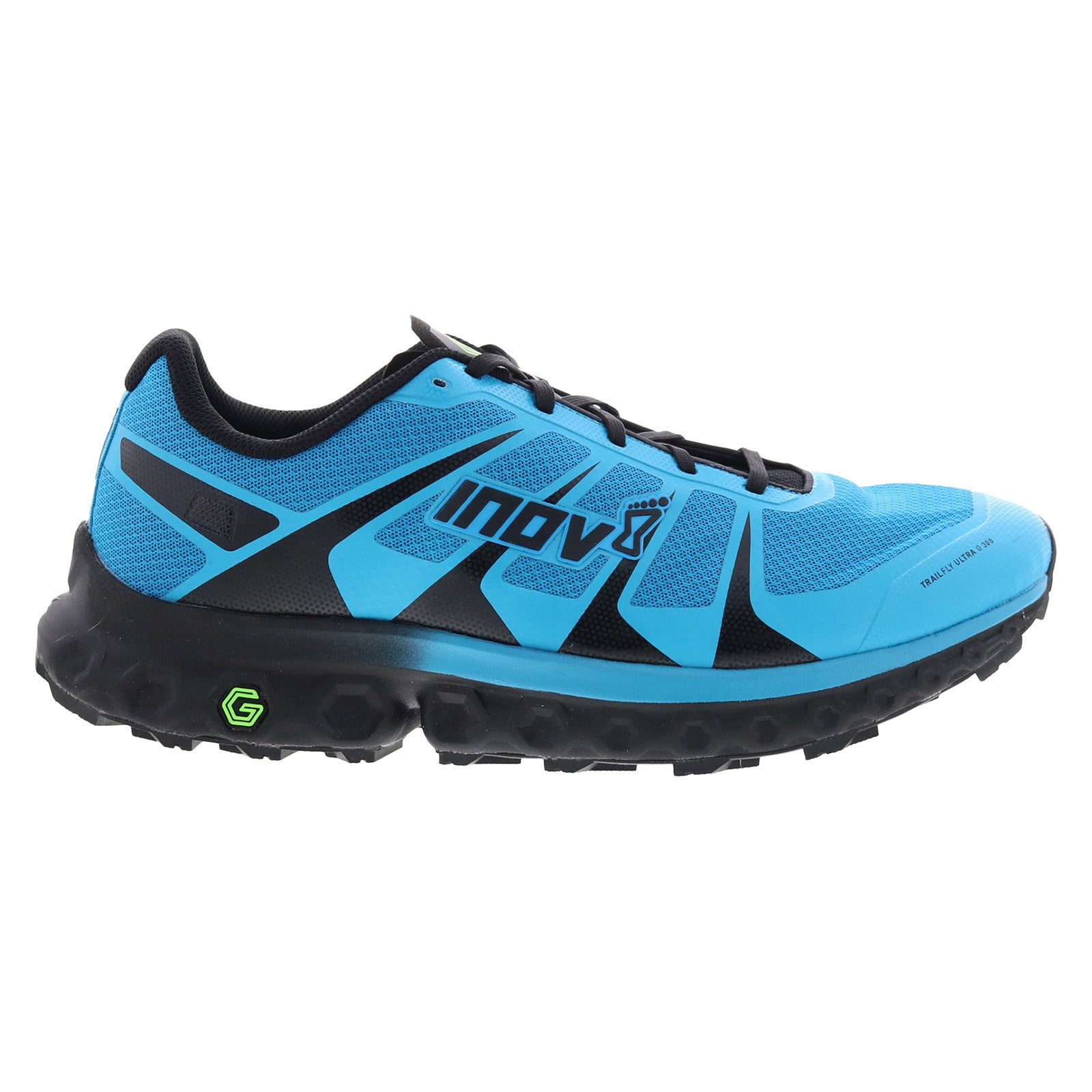 000977-blbk_trailfly_ultra_g_300_max_blue_black_reshoot_01 Inov-8 TrailFly Ultra G 300 Max 000977-BLBK Mens Blue Athletic Hiking Shoes - Image 1