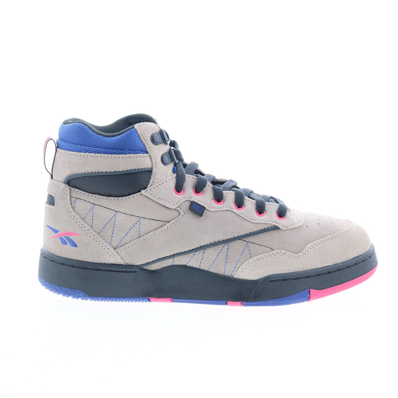 100201346_bb_4000_ii_mid_ash_black_cobalt_01_248ac0b3-776a-4cd1-bd33-95c39cc025a4 Reebok BB 4000 II Mid Mens Gray Suede Lace Up Lifestyle Sneakers Shoes - Image 1