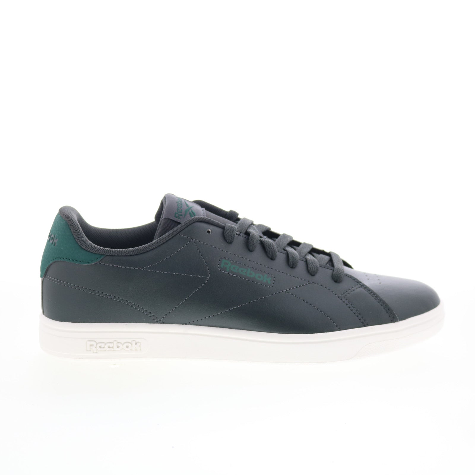 100202605_reebok_court_cln_dark_green_01_dffce2c1-32b9-451d-8d0a-e5fa1e2831ec Reebok Court CLN Mens Gray Leather Lace Up Lifestyle Sneakers Shoes - Image 1