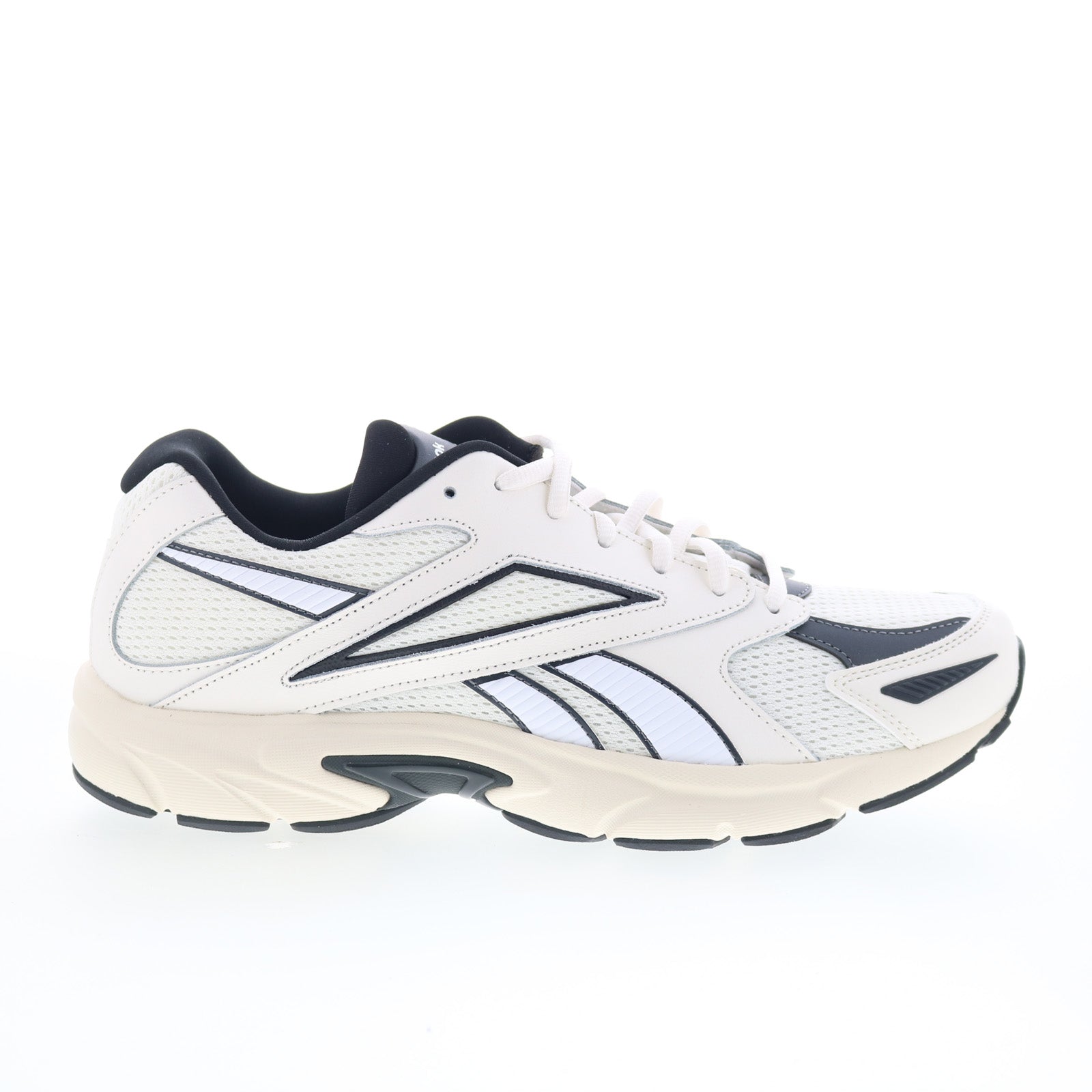 100208662_reebok_road_prime_chalk_beige_black_01_0ab76da3-d3a5-44ce-a9b9-bdd0c8b0834a Reebok Road Prime Mens Beige Leather Lace Up Lifestyle Sneakers Shoes - Image 1