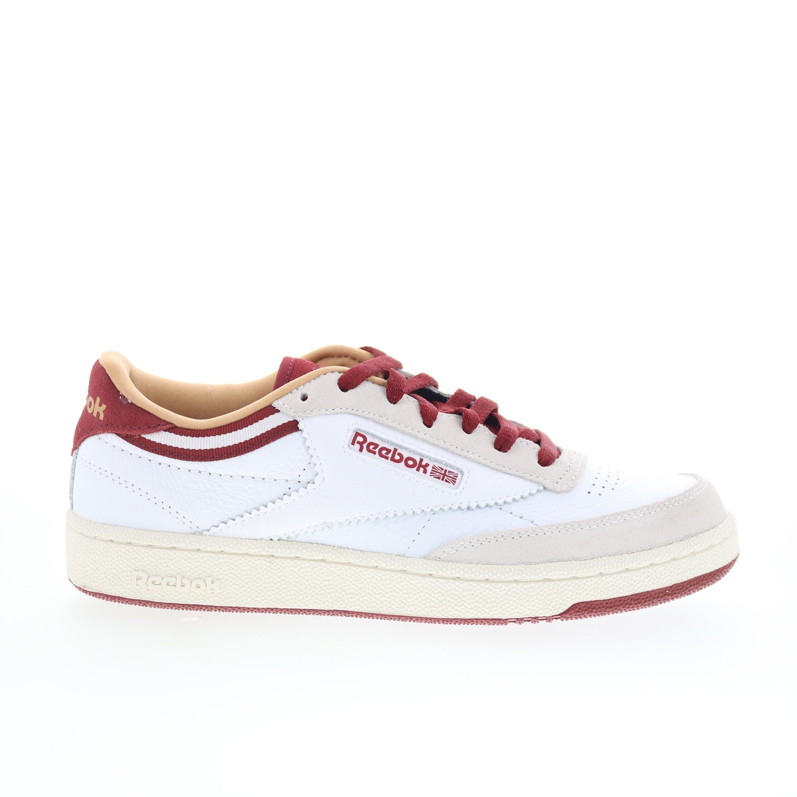100229839_club_c_85_white_red_chalk_01_1f6dd506-6f7b-4acc-aaa6-58bfedb6d948 Reebok Club C 85 Mens White Leather Lace Up Lifestyle Sneakers Shoes - Image 1