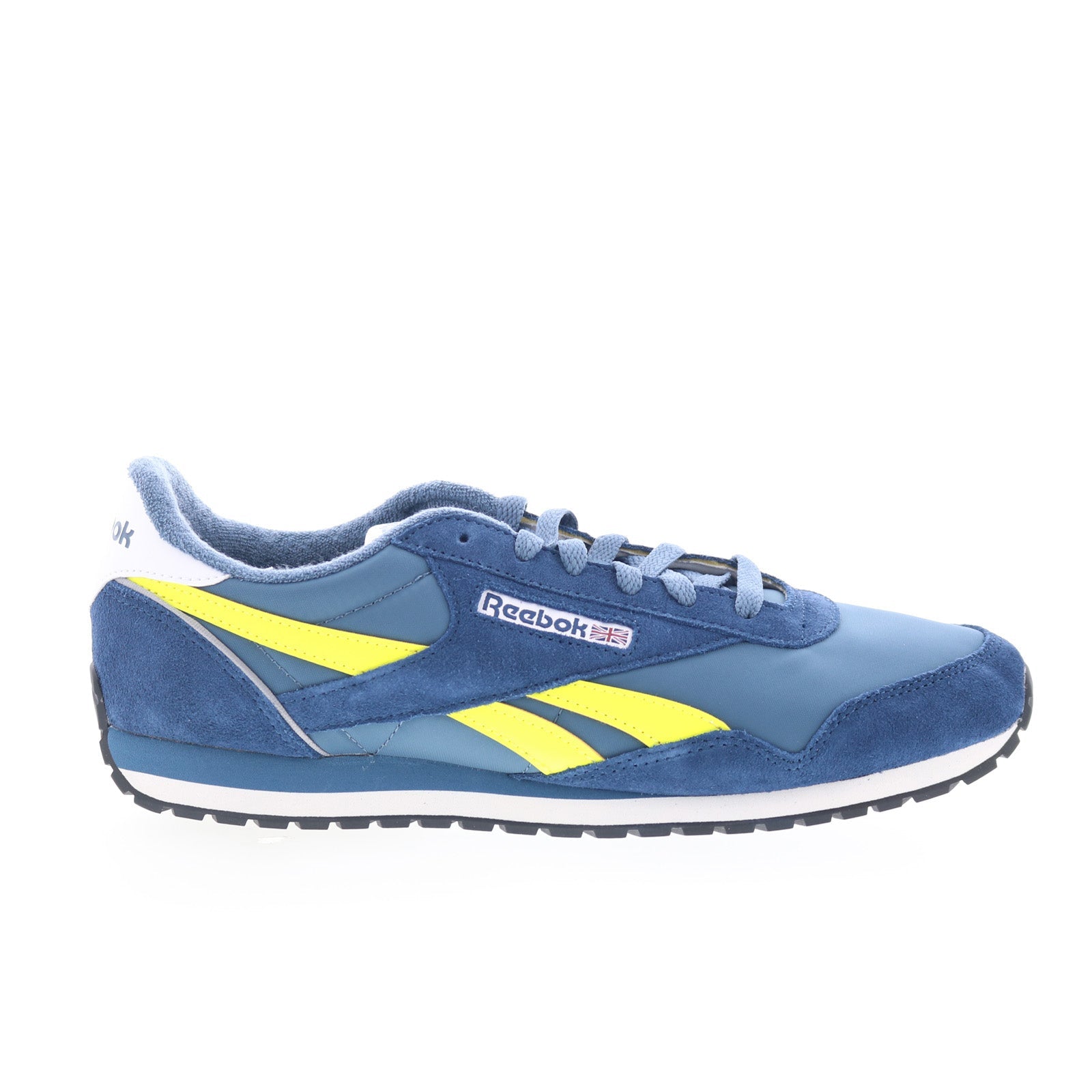 100240225_classic_az_navy_blue_yello_01_2d6a858c-01de-4e4b-a6ec-b1509d8da239 Reebok Classic AZ Mens Blue Suede Lace Up Lifestyle Sneakers Shoes - Image 1