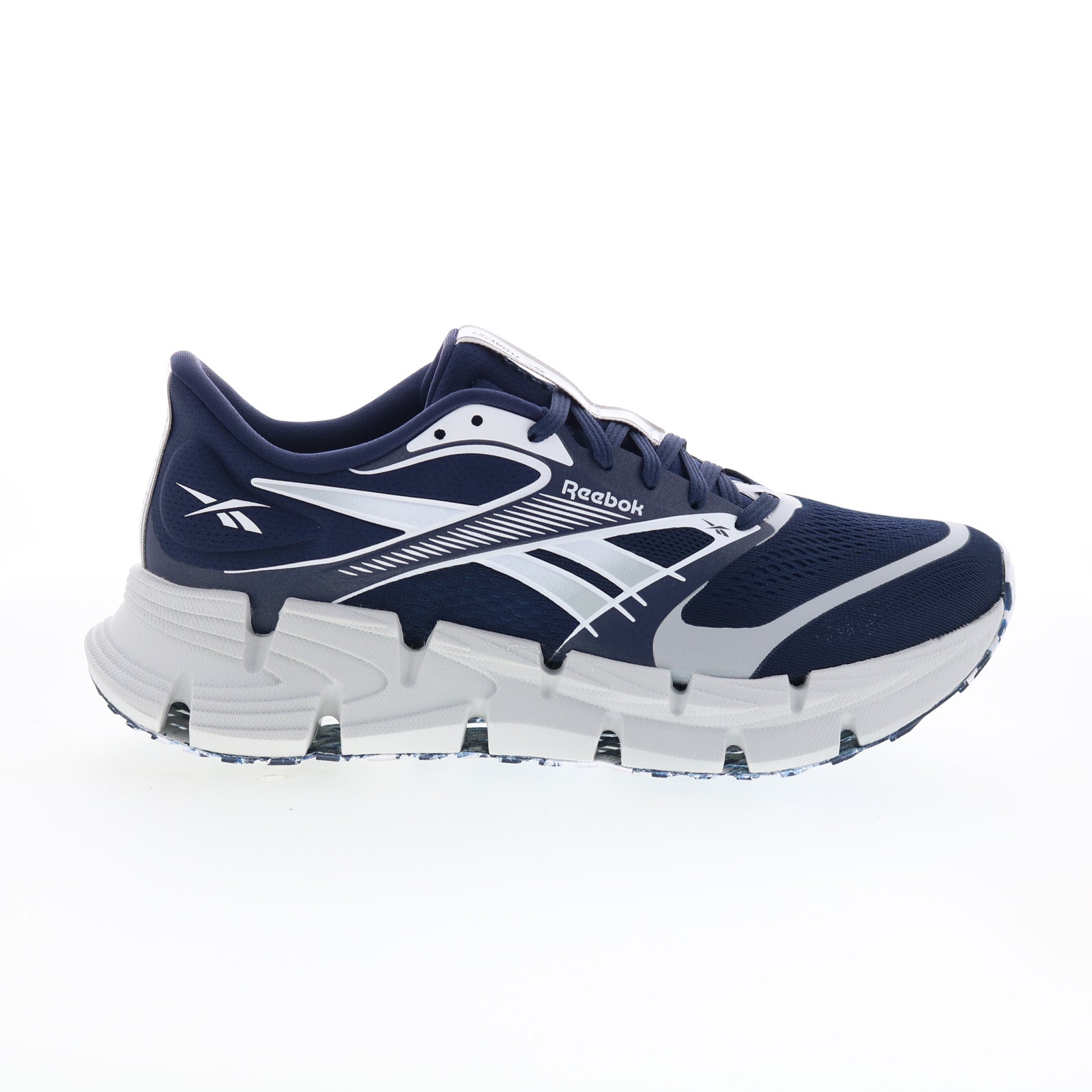 100246309_floatzig_2_navy_black_gray_01_21cad3d6-0fa1-46c2-baa3-7cef2f113f4d Reebok Floatzig 2 Mens Blue Canvas Lace Up Athletic Running Shoes - Image 1