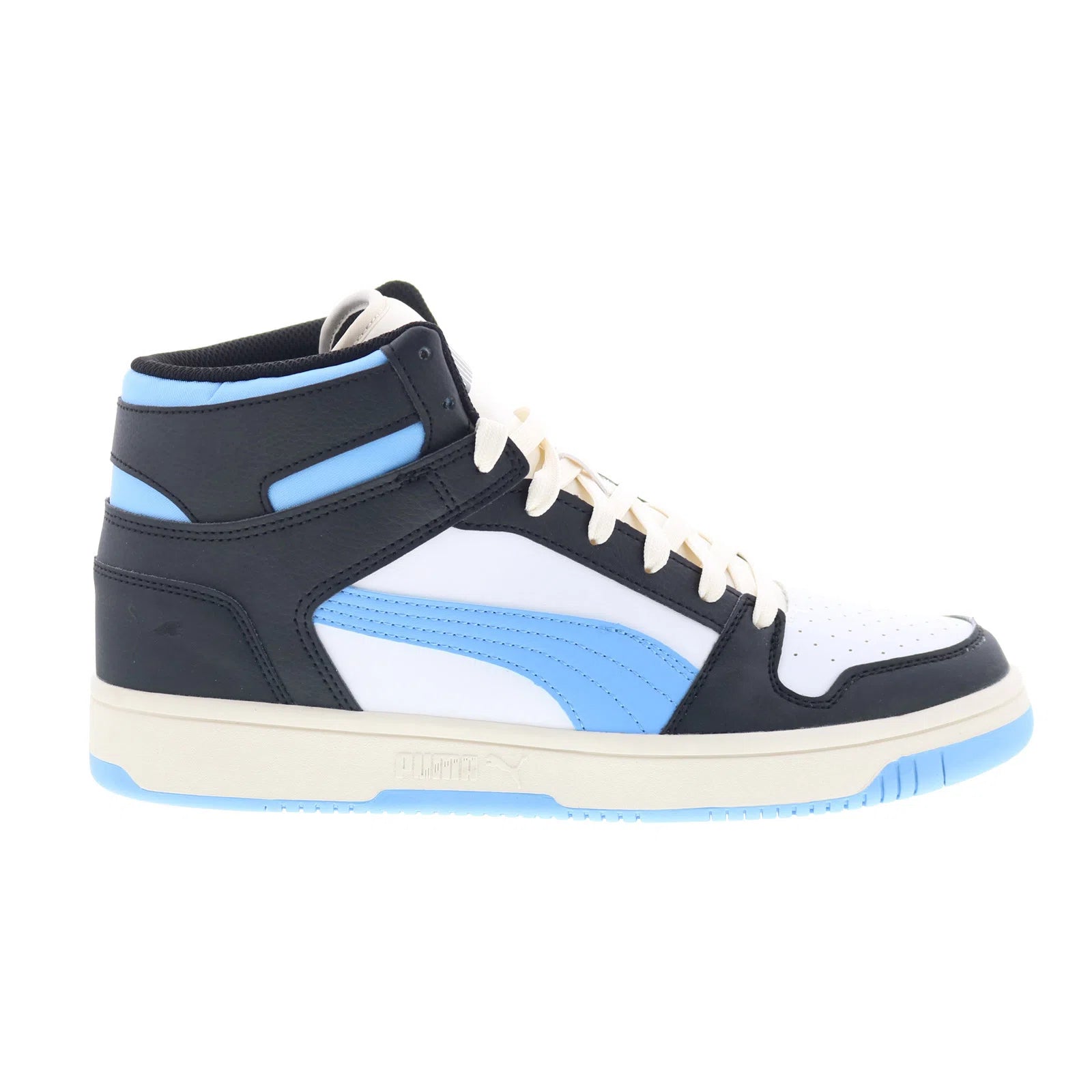 36957360_puma_rebound_layup_sl_puma_blk_blue_frosted_ivory_reshoot_01_ef0da065-51e5-4aab-ae35-930b4cc1791f Puma Rebound Layup SL 36957360 Mens White Leather Lifestyle Sneakers Shoes - Image 1