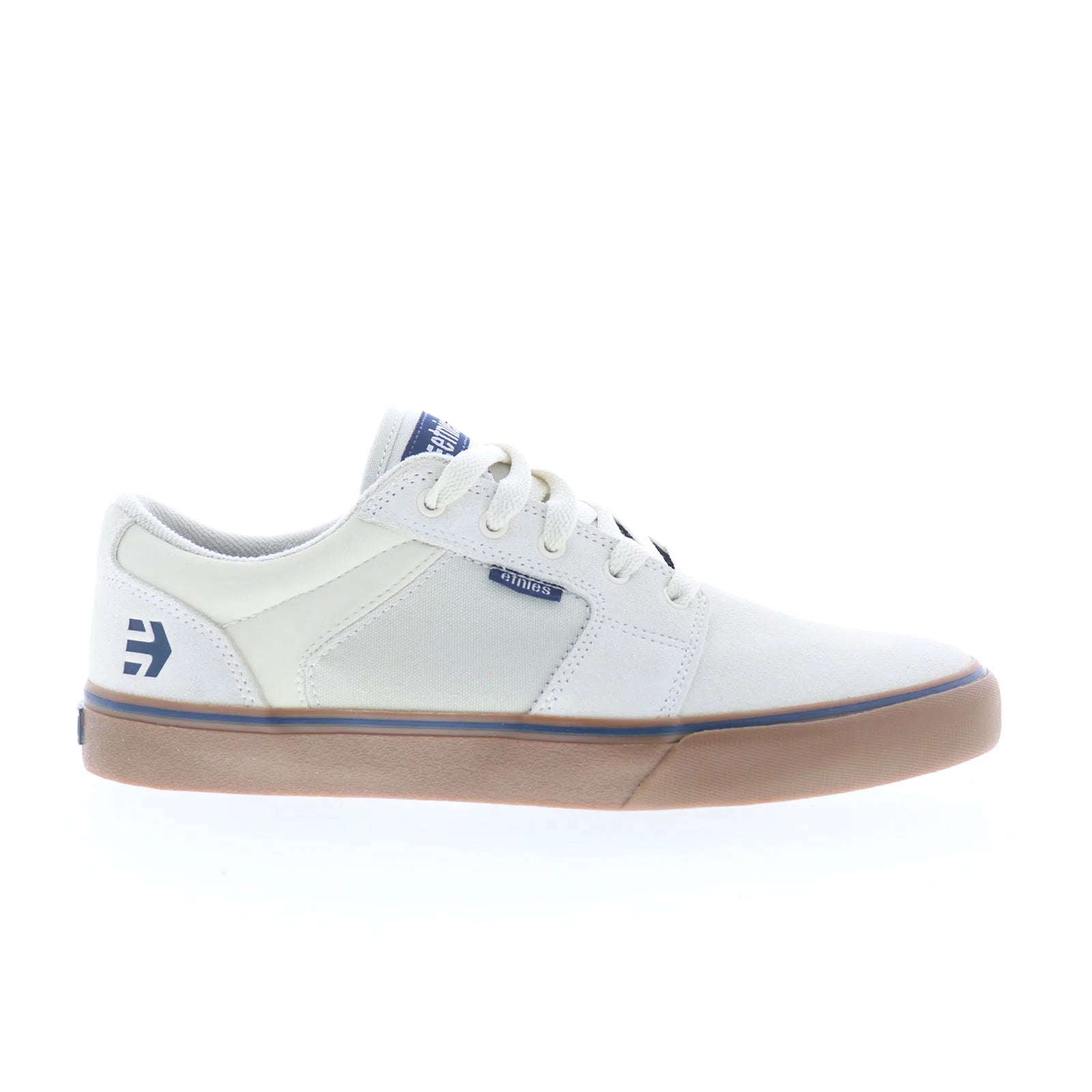 4101000351145_barge_ls_white_navy_01 Etnies Barge LS 4101000351145 Mens White Skate Inspired Sneakers Shoes - Image 1