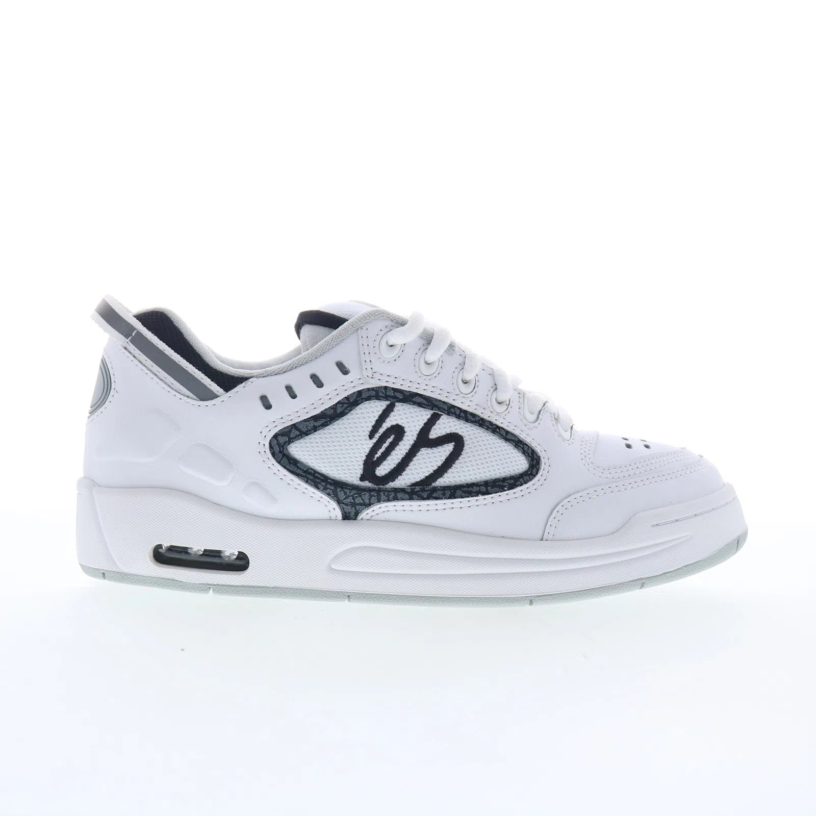 5102000062426_creager_white_grey_black_01 ES Creager 5102000062126 Mens White Leather Skate Inspired Sneakers Shoes - Image 1
