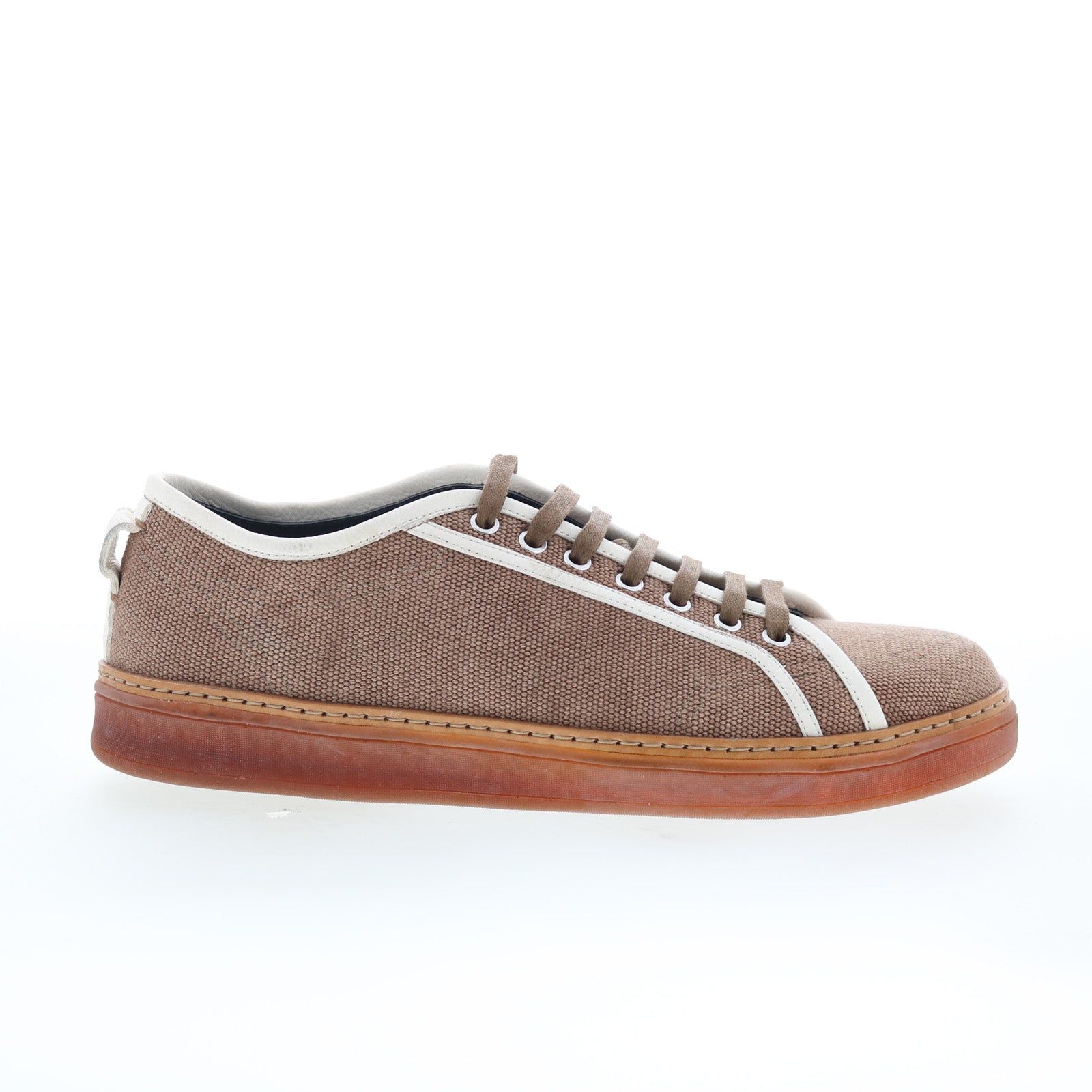 Biella_Optical_White_01_b7ba5bec-5631-4c02-92bb-46d81772d833 Di Bianco Biella Mens Brown Canvas Lace Up Lifestyle Sneakers Shoes - Image 1