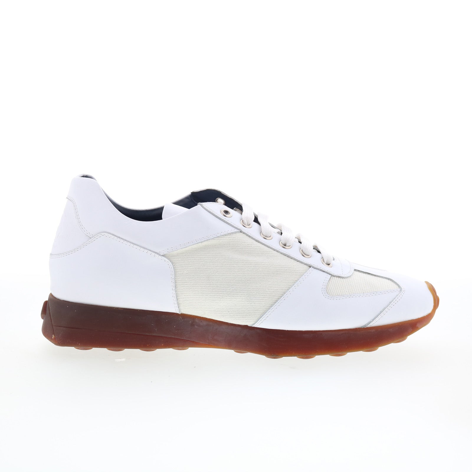 Carpi_Bio_Kipling_01_b48cdfba-c1ab-420a-a2c4-db48478746f4 Di Bianco Carpi Mens White Leather Lace Up Lifestyle Sneakers Shoes - Image 1
