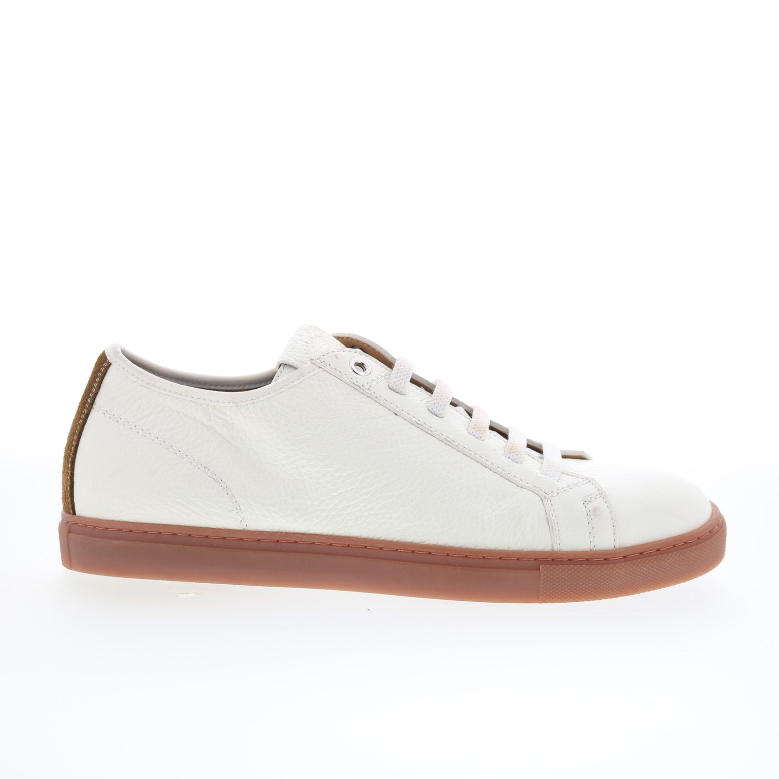 Julius_White_Tabacco_01_ac8457cb-58d9-4583-82c8-62f9f32027cb Di Bianco Julius Mens White Leather Lace Up Lifestyle Sneakers Shoes - Image 1