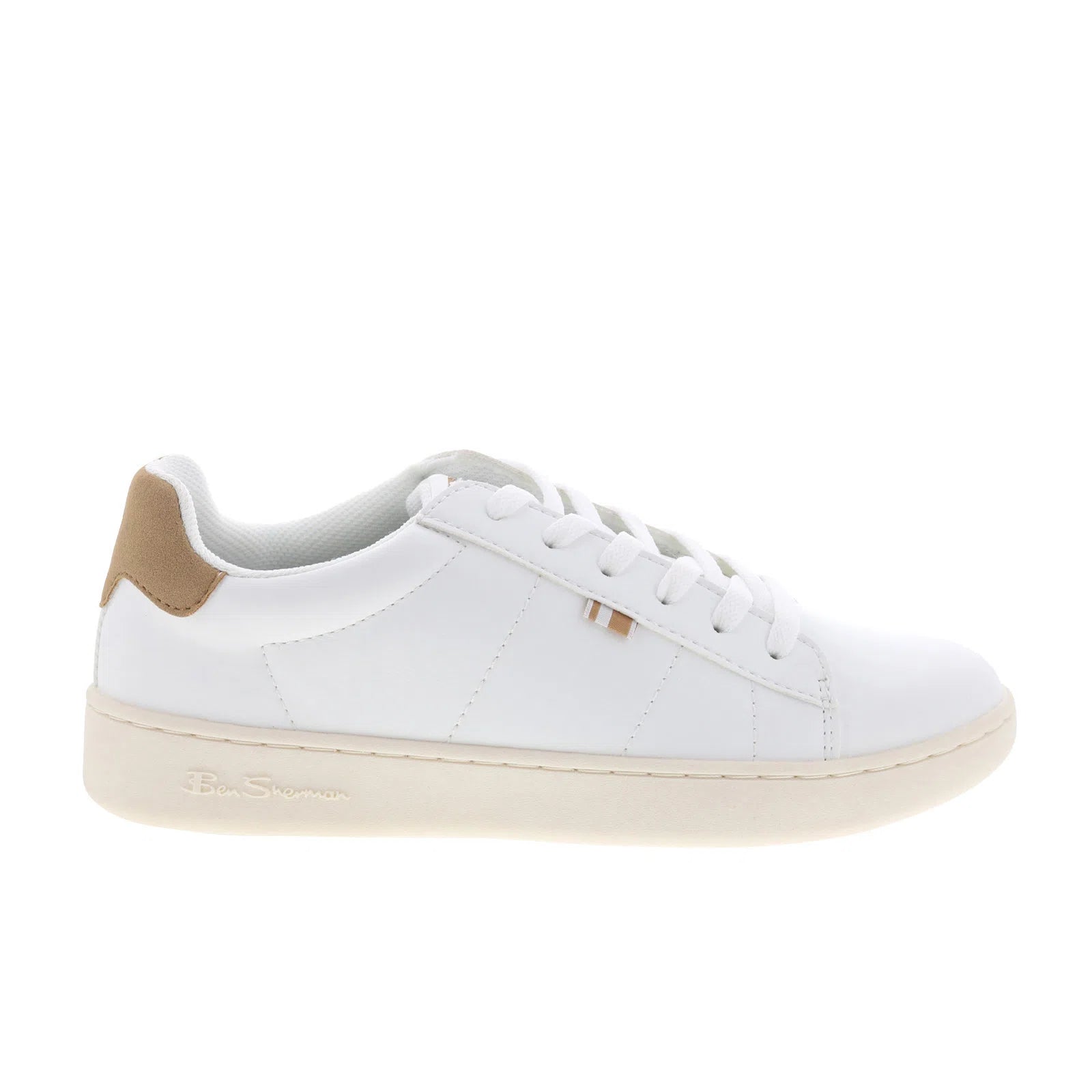 bsmhampv-1564_hampton_white_tan_whisper_white_reshoot_01 Ben Sherman Hampton BSMHAMPV-1564 Mens White Lifestyle Sneakers Shoes - Image 1