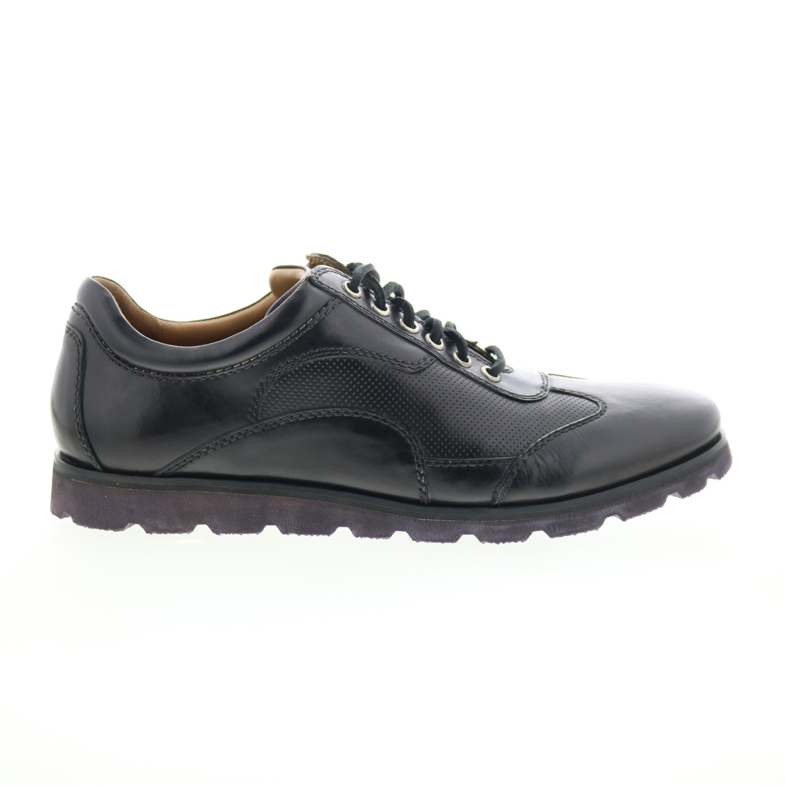 rally_poggio_black_calf_01_7ea415d6-1fe0-46d1-a8ff-6623dd4833d2 Robert Zur Rally Poggio Mens Black Leather Lace Up Lifestyle Sneakers Shoes - Image 1