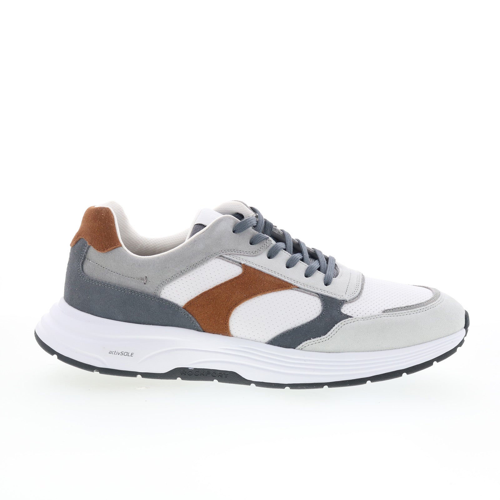 rmharrison2_harrison_2_white_01_faa78235-8bfb-4b6b-b777-e7aa01093646 Rockport Harrison 2 RMHARRISON2 Mens White Suede Lifestyle Sneakers Shoes - Image 1