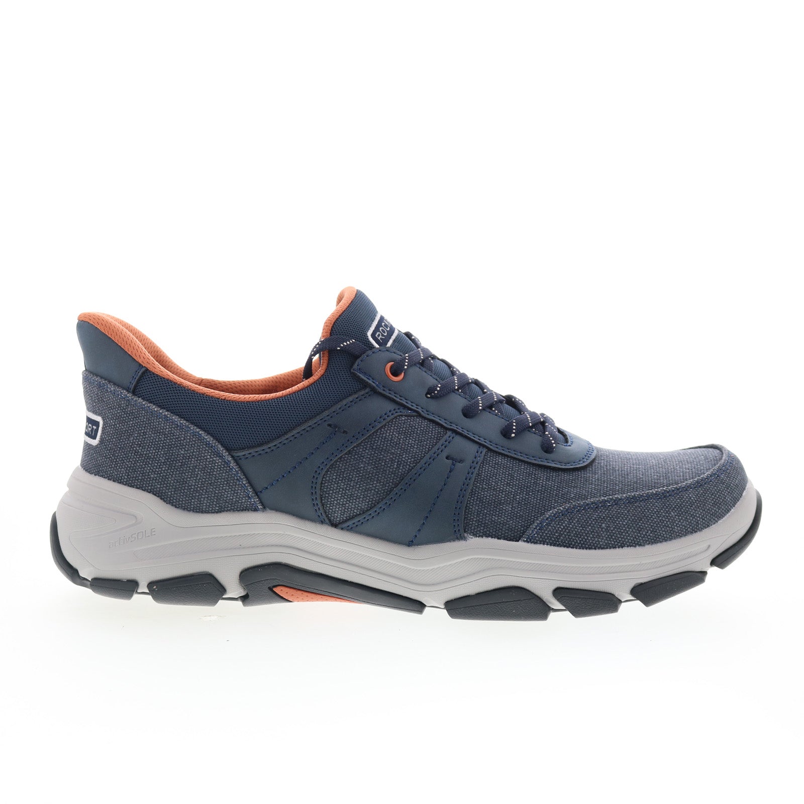 rmrhett2_dark_blue_01_b7e41b66-ffc9-4715-91e4-3a61cfec95a1 Rockport Rhett 2 RMRHETT2 Mens Blue Wide Canvas Lifestyle Sneakers Shoes - Image 1