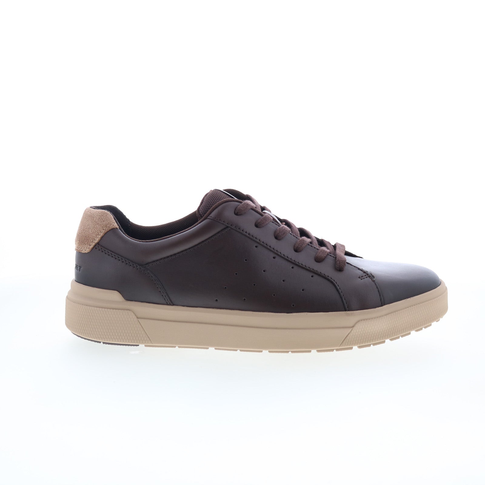 rmtrmtarquin_dark_brown_01_e71a76c1-aaaf-4904-8338-a7cbca0e73b1 Rockport Total Motion Tarquin Mens Brown Leather Lifestyle Sneakers Shoes - Image 1