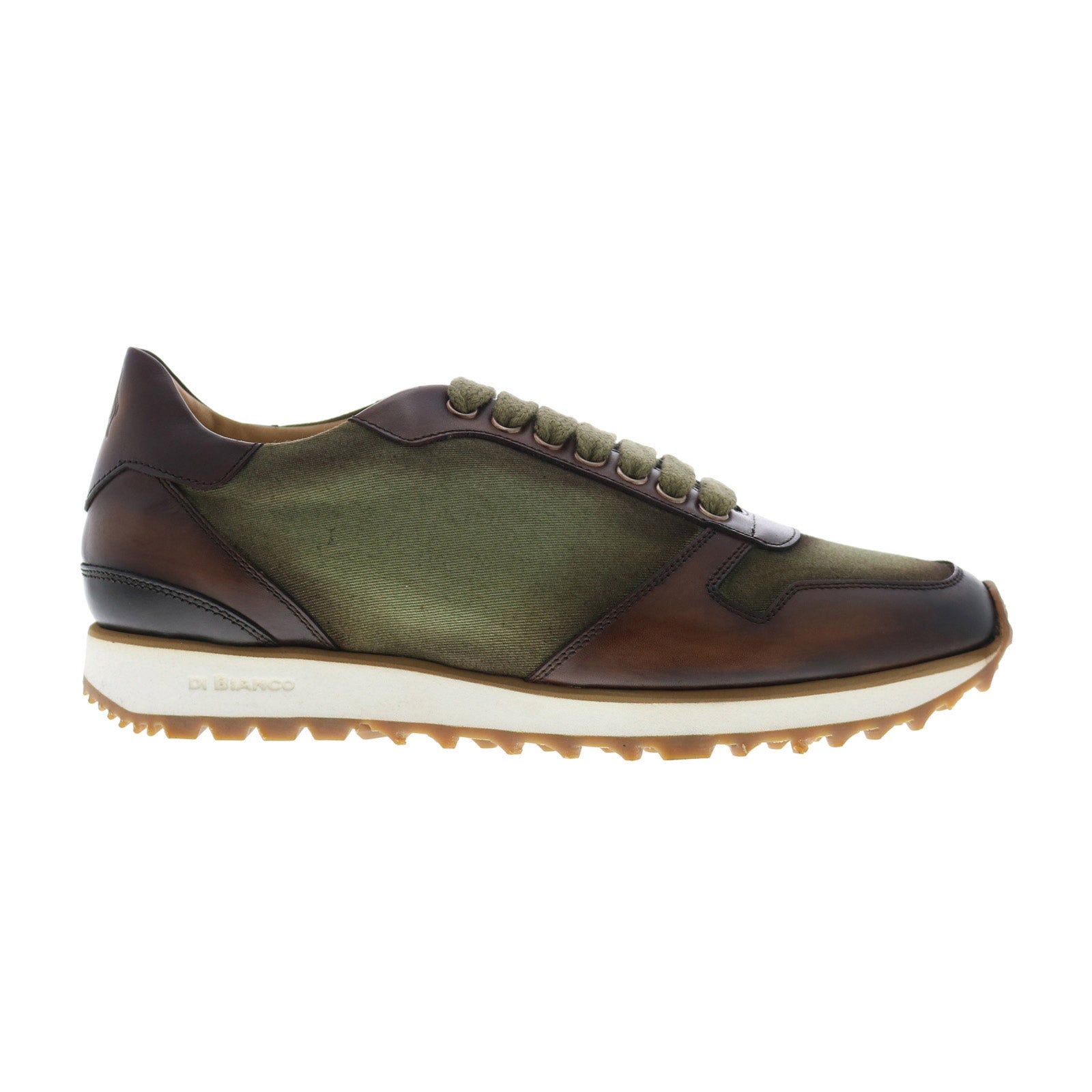 roma-deco_reverse_sombrero_verde_reshoot_01 Di Bianco Roma Deco Gabardine SB308 Mens Green Lifestyle Sneakers Shoes - Image 1